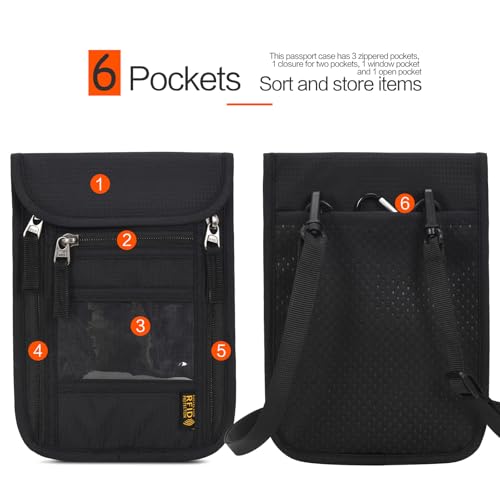 Image of Neck Wallet Lightweight RFID Blocking Waterproof Travel Pouch Passport Wallets for Women Men