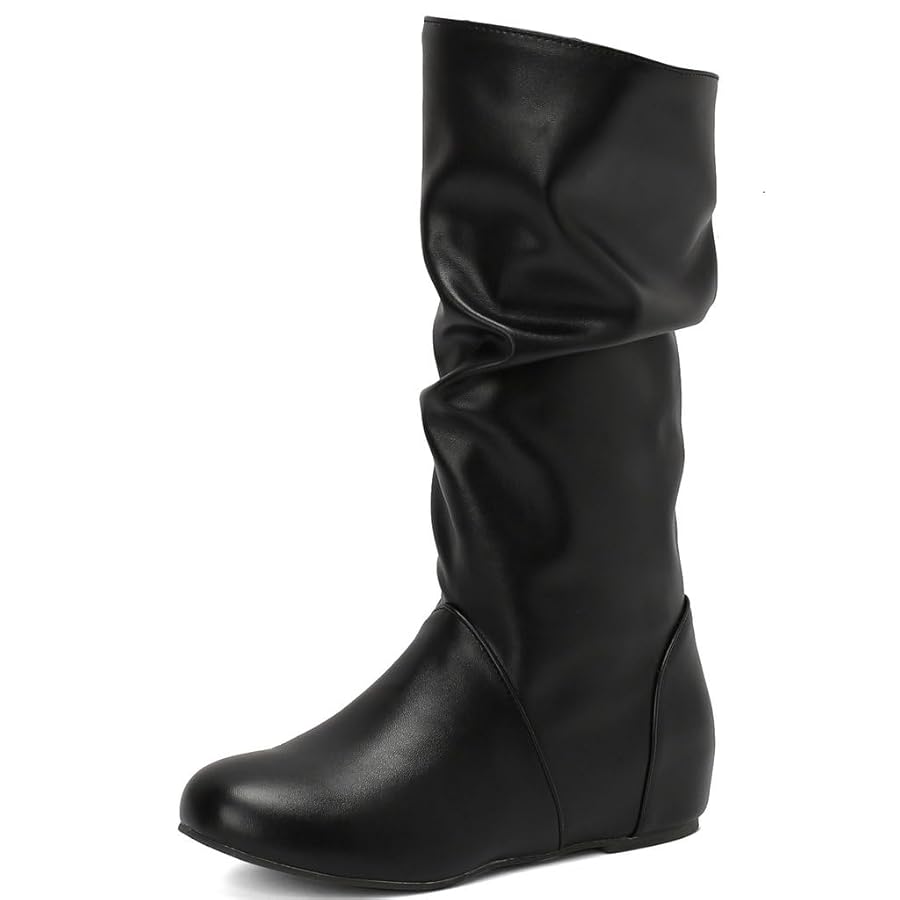 DINTAHA Flat Boots Women Mid Calf Slouch Boots Low Heel Slouchy Hidden  Wedge Boots,Black,Size 4.5 : Amazon.ca: Clothing, Shoes & Accessories