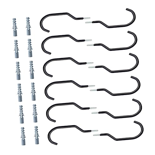 Toyvian 24 Piezas gancho de pared percha ganchos de garaje de servicio pesado deber manos ciclo ganchos de servicio pesado colgador de pared para bicicletas gancho de bicicleta Metal Negro