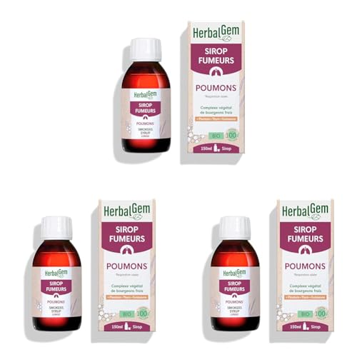 HerbalGem | Sirop des FUMEURS BIO | Pour le Bien-être respiratoire du fumeur | 150 ML (Lot de 3)