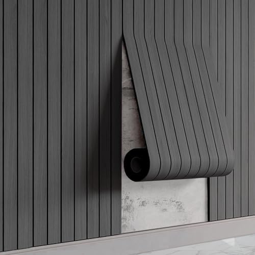 WaveSpace Self-Adhesive PVC Slat Wall Panels, Peel and Stick Wood...