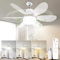 Starnearby Deckenventilator mit Beleuchtung, 40W 52cm LED Deckenleuchte Lampe mit Ventilator, Dimmbare Ventilator Decke, LED Deckenventilator mit Fernbedienung für Schlafzimmer Kompakter Raum (Weiß)