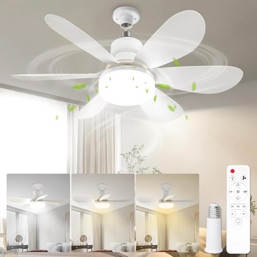 Starnearby Deckenventilator mit Beleuchtung, 40W 52cm LED Deckenleuchte Lampe mit Ventilator, Dimmbare Ventilator Decke, LED Deckenventilator mit Fernbedienung für Schlafzimmer Kompakter Raum (Weiß)