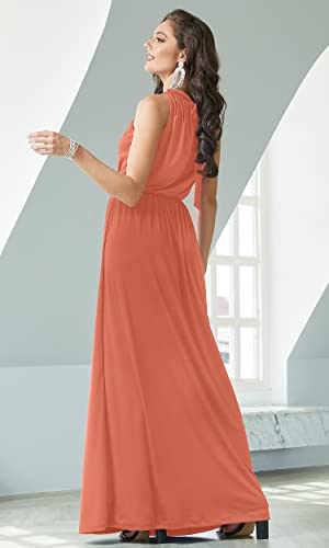 Image of KOH KOH Womens Long Sleeveless Halter Bridesmaid Wedding Guest Maxi Dress