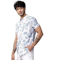 LookMark Men’s Cotton Blend Stitched Solid Half Sleeve Shirt