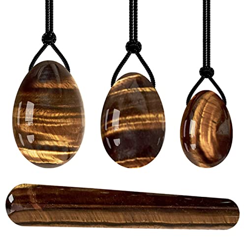 CYLRWSR 4pcs Egg Set Natural Nephrite Jade Massager ，Rose Quartz Jade Natural Stone for Women Muscle Tightening Drilled Massage Stone，for All Levels of Users Use Yoni Massage Exercise Tools,Massager