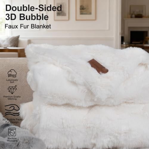 SpottedCozy Bubble Cuddle Twin Blanket for Couch, Ultra Soft Cream White - image 2