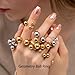 OIDIMS Unique Geometric Balls Asymmetric Wrap Open Ring for Women Dainty Double 2 Rings Fashion Ball Statement Tiny Stainless Steel Promise Finger Knuckle Pinky Stacking Band Christmas Birthday Gifts