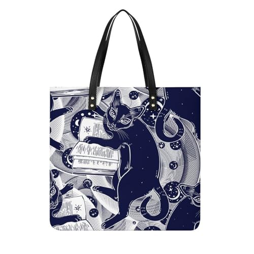 Sac à main shopper chat noir magique grand volume anti-encombrement pour les femmes actives