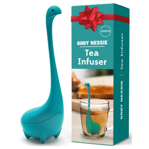 OTOTO Baby Nessie Loose Leaf Tea Infuser (Turquoise) - Cute Tea Infuser Strainer with Steeping Spoon - Cute Tea Gifts - Long Handle Neck, Ball Body Lake Monster Silicone Tea Infuser for Herbal