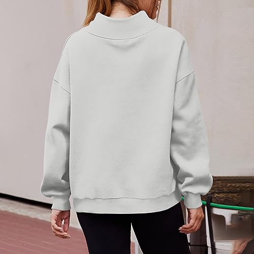 Mock Neck Sweatshirt Women Fall Comfort Oversized Sweatshirt Tunic Pullover Sweatshirts No Hood Cozy Hoodless Hoodie3