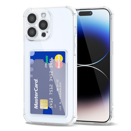 Image of Svanove for iPhone 14 Pro Case Wallet Clear, Card Holder Case with Credit Card Slot, Thin Slim Transparent Silicone Grip Soft Rubber Protective Shockproof Airbag Bumper for Women, Clear