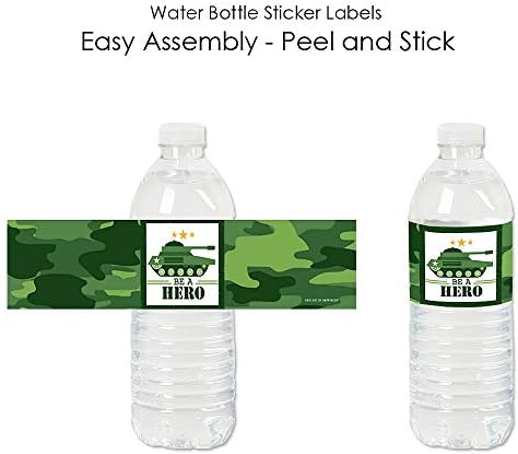 Camo Hero - Army Military Camouflage Party Water Bottle Sticker Labels -  Set of 20