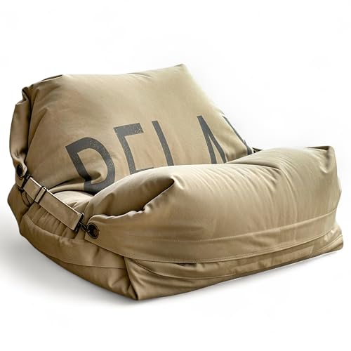 Aiire Fauteuil Pouf XXL de Luxe - [180x140] Moderne Pouffe Géant avec Rembourrage en Coton Premium - Adulte ou Ado - Gros Bean Bag Chair Interieur pour Salon ou Chambre Relax Beige