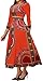 African Dresses for Women V Neck Sexy Long Sleeve Bohemian Traditional Tribal Long Dashiki Maxi Dress Orange