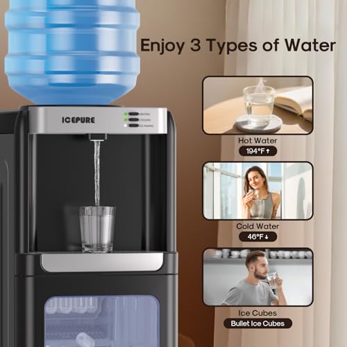 Image of ICEPURE 3-in-1 Water Cooler with Ice Maker, Water Dispenser and Ice Machine