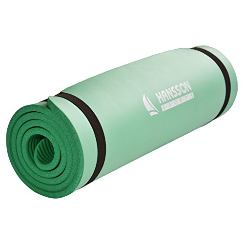 Hansson.Sports Yogamatte Gymnastikmatte Fitnessmatte von Premium Qualität, SGS-geprüft, 100% schadstofffrei, Größe: 180 x 60 x 1,2 cm, mit Tragegurte, (Grün) Cover