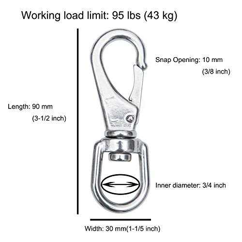 image for SHONAN.SYSTEMS SHONAN Stainless Steel Swivel Eye Snap Hook- 4-Pack (3-