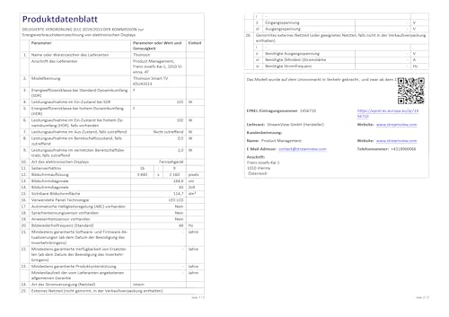 Thomson 65 Zoll (165 cm) 4K Ultra HD Smart Android TV, Google Assistant, Wi-Fi, Dolby Digital, Bluetooth, Triple-Tuner (Kabel,Satellit,Antenne), HDMI, CI+, A+ Panel - 65UA5S13