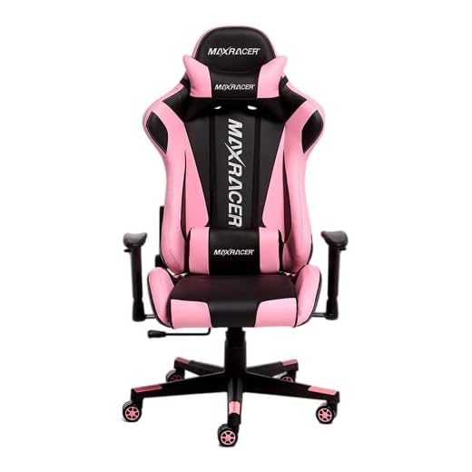 MAX RACER - Cadeira Gamer Skilled - Poltronas Gamer, Cadeira Ergonômica - Até 150kg, Giratória, Braços 1D, Tecido Sintético PVC, Inclinação 180°, Almofada Cervical e Lombar - Rosa