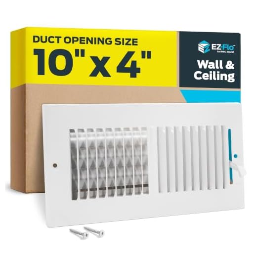 EZ-FLO 10 x 4 Inch (Duct Opening) Air Vent Cover for Wall or Ceiling, Two-Way Ventilation Register, Solid Steel HVAC Register Cover, White, 61609