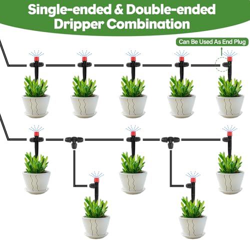 Riego por goteo para jardín con estacas Kalolary ajustables para plantas y flores 7