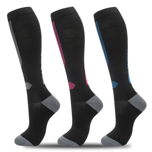 Image of fenglaoda Compression Socks for Women Men 3 Pairs Graduated Compression Support Circulation Socks for Nurses