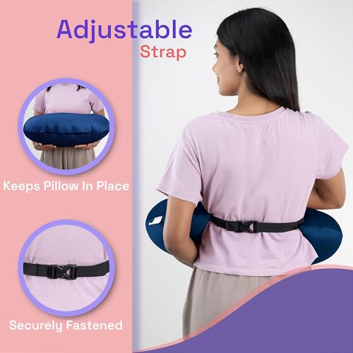 Image of Wakefit Nursing Pillow for Breastfeeding & Baby Care | 5 in 1 Feeding Pillow with Removable Cover | Super Soft & Machine Washable Velvet Cover | Dark Blue