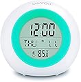 Kids Alarm Clock, Rechargeable Lithium Battery Version, 7 Color Changing Night Light, Snooze, Touch Control, Temperature for Children Bedroom, Digital Clock for Kids Girls Boys Gifts