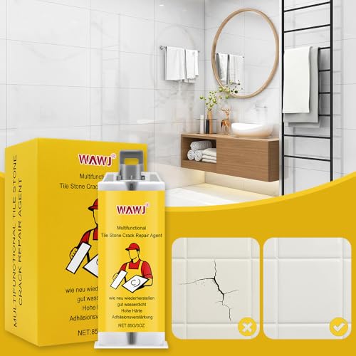 WAWJ® Multifunktionales Reparaturset für Fliesensteinrisse, Reparaturset für Fliesen, Granit und Marmor, Reparaturpaste für Keramikglasuren, Reparatur von Badewannensplittern mit starker Haftung