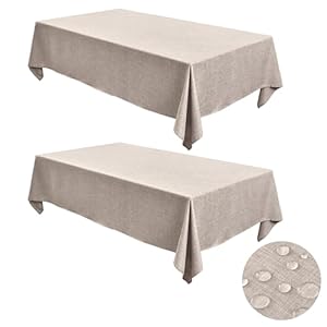 Fitable Linen Tablecloths for Rectangle Tables: Water & Stain Resistant Farmhouse Table Cloth, Washable Burlap Textured Table Covers for Kitchen Dining Party(2 Pack, 52x70 Inch, Nature) Fitable Linen Tablecloths for Rectangle Tables Water Stain Resistant Farmhouse Table Cloth Washable Burlap Textured Table Covers for Kitchen Dining Party2 Pack 52×70 Inch Nature