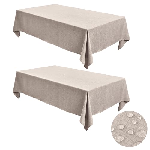 Fitable-Linen-Tablecloths-for-Rectangle-Tables-Water-Stain-Resistant-Farmhouse-Table-Cloth-Washable-Burlap-Textured-Table-Covers-for-Kitchen-Dining-Party2-Pack-52x70-Inch-Nature Fitable Linen Tablecloths for Rectangle Tables Water Stain Resistant Farmhouse Table Cloth Washable Burlap Textured Table Covers for Kitchen Dining Party2 Pack 52×70 Inch Nature