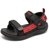 ShadowFax Boys Water Sandals Outdoor Hiking Adjustable Strap Sport Sandals RedBlack 1 Little Kid