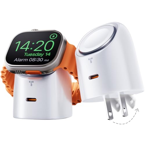 TORRAS Flasheye for Apple Watch Charger & iPhone Charger, 2-in-1 GaN 45W Phone Charger Fast Charging, 90&deg; Foldable USB C Wall Charger Block for iPhone 17/16/15,iPad,MacBook,AirPods,Android, White