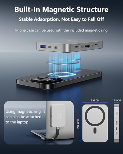 Enclosure Magnético M.2 NVMe con Docking USB C 7 en 1 miniatura 3
