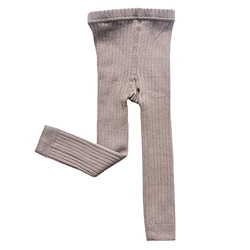 Ding-dong Baby Kid Girl Knitted Striped Leggings(Light Coffee,1-3T)