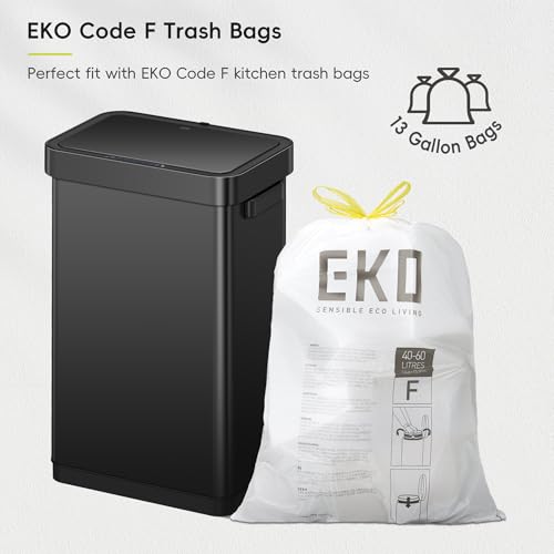 EKO Deluxe Mirage-T 50 Liter / 13.2 Gallon Touchless Rectangular Motion Sensor Trash Can, Matte Black Stainless Steel Finish by EKO - Used condition - Image 8