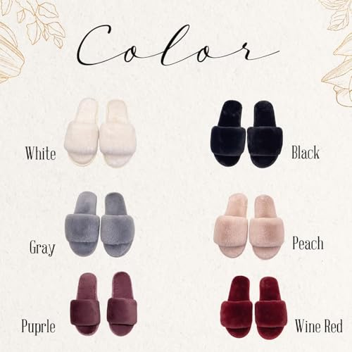 Personalized Bride Fluffy Slippers, Custom Bridesmaid Shoes for Wedding Day, Bachelorette Party Bridal Shower Gift for Bride, Hen Fluffy Slide On Girls Night Sleepover, I Do Mrs Last Name2