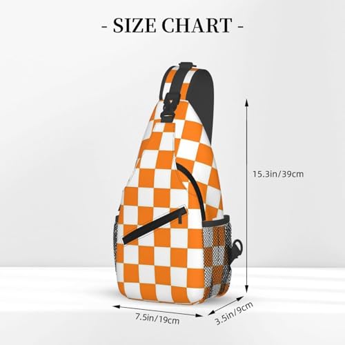 Dyale Orange White Checkered Pattern Fashionable, Portable, And Large Capacity Men'S Casual Cross Chest Bag3