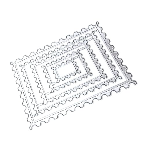 NUOBESTY Postage Stamp Shaped Metal Die 5Pcs Carbon Steel Cutting Dies for Card Making Scrapbooking Craft Projects Precise Edge Cutting 4.7X3.5 Inch