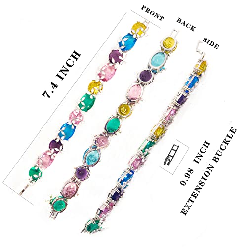 Tennis Bracelet 18K White Gold Multicolor Flower Adjustable Up To 9.4 Inch Dainty Bracelets For Women Bride Gifts #TOP5