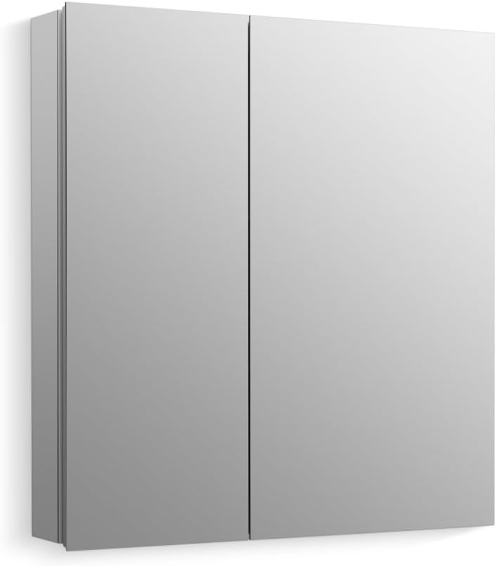 Kohler 55063-NA Embark Slim Medicine Cabinet Mirror, Adjustable Shelves with Mirrored Doors, 25 in. W x 26 in. H