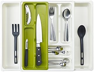 Whitefurze Adjustable Drawer Organizer, Plastic, Cream