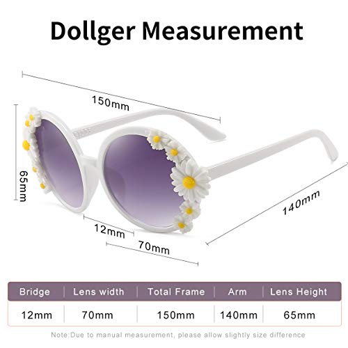 Dollger Daisy Sunglasses for Women Flower Round Fashion Rave Party Disco Fun Festival Retro Sunglasses,White Purple3