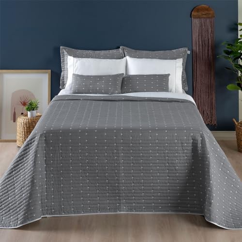 Kit Cobre Leito Casal King 07 Peças Bordado Urbany Hipercal 400 Fios