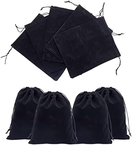 NBEADS 50 Pcs Velvet Bags Drawstring Gift Bag Jewellery Pouches Candy Bags Wedding Favor Bags for Jewelry Storage, Black, 9x7cm