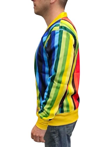 Al Czervik Rainbow Striped Cardigan Sweater - Golf Comedy 80s Movie Golfer Gift Rodney Costume - Vertical Stripes Multicolor3