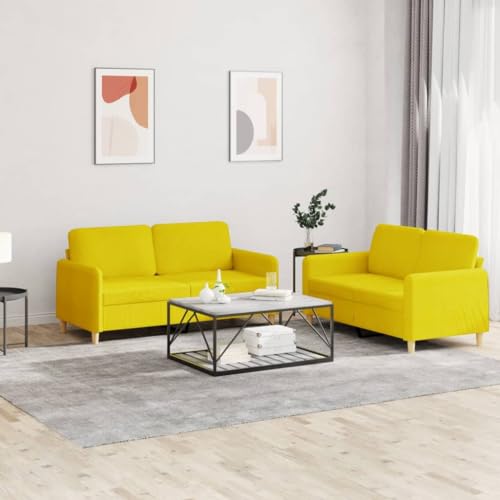 Juego de sofás amarillo claro de dos piezas con cómodos cojines 3