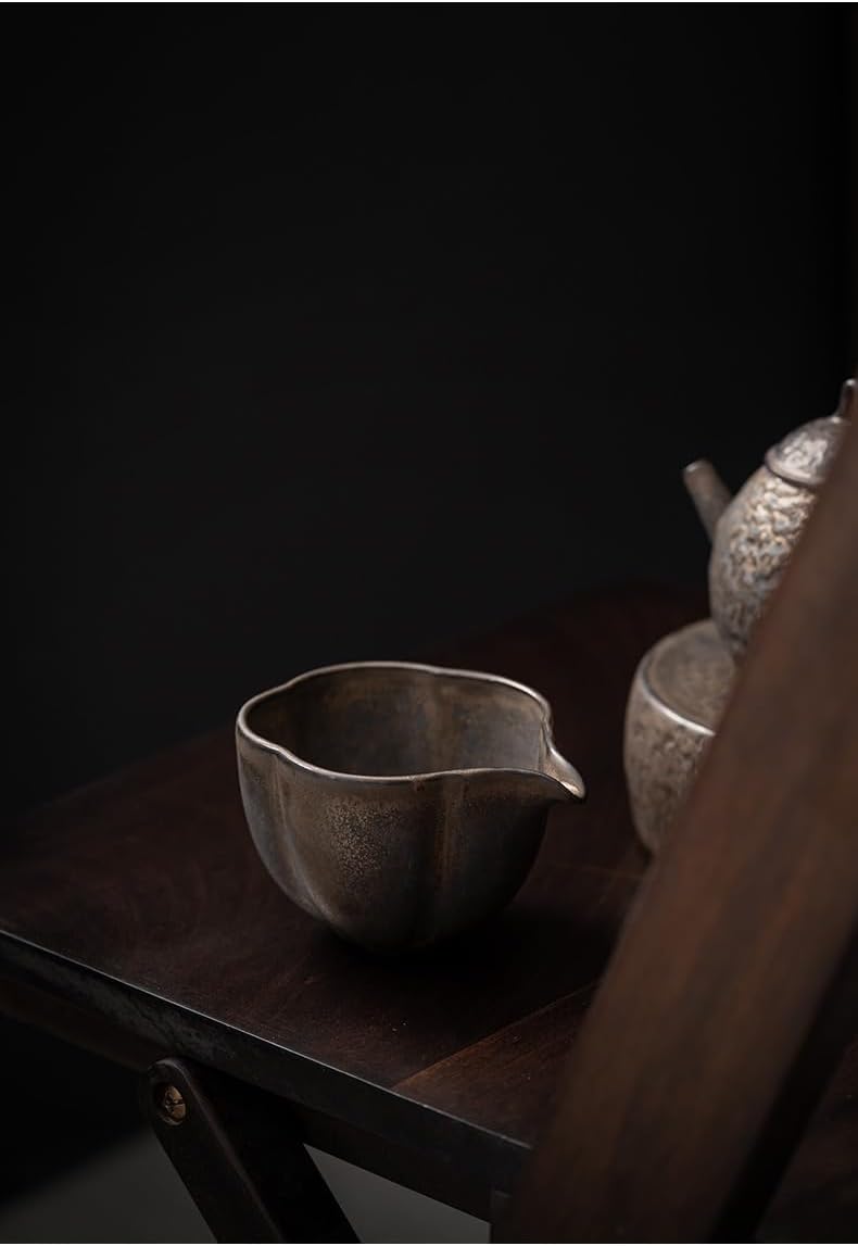 Rough Clay Fairness Cup, Antique Style, Gold-Gilded Tea Strainer, Tea Sea, Customizable Design-style1