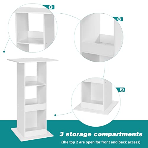Miniatura 5 de Woltu Mesa De Bar Cuadrada, Mesa Bistró Con 3 Estantes De Almacenamiento, Para Cocina, Mesita Auxiliar Para Salón Y Comedor, 60x60x109cm, Blanco